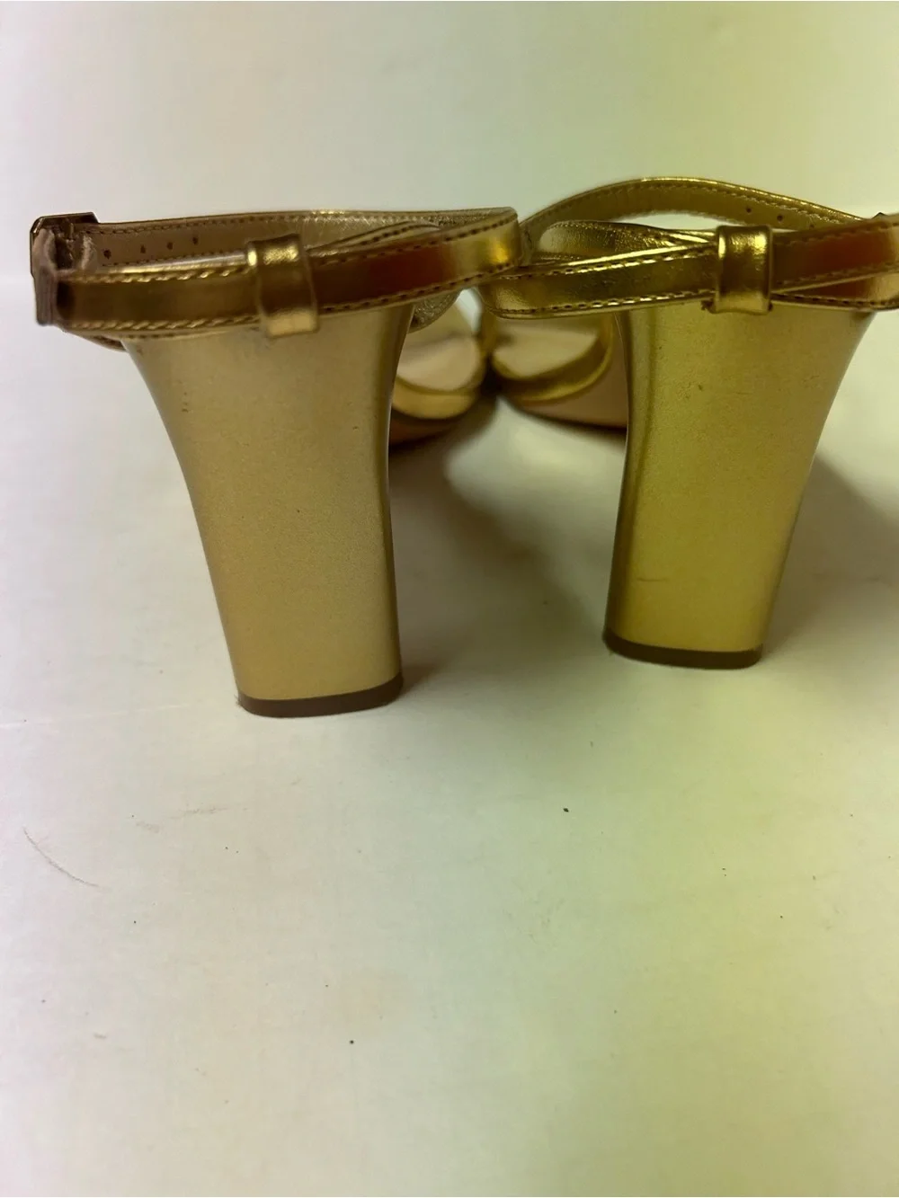 Modatope Metallic Gold Ankle-Strap Size 8 Block Heel Sandals